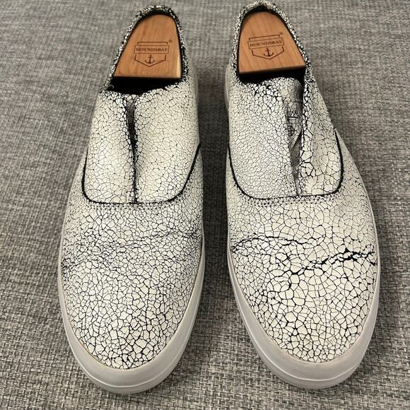 EUC HUF Dylan Slip-On Sneakers White Crackle Leather Size 8 Skate Casual Shoes - Picture 11 of 16